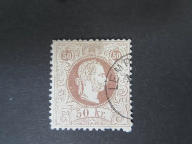 #072 1867 Freimarke Kaiser FranzJosef MiNr.41 II 50 Kreuzer Gestempelt mit Knick