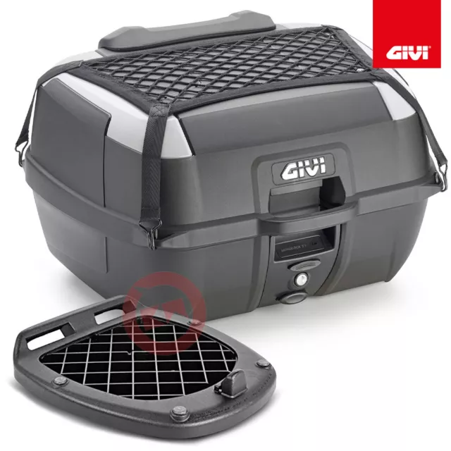 Givi B45+ Bauletto Nero 45Lt  Completo Di Piastra Monolock + Schienalino E Rete