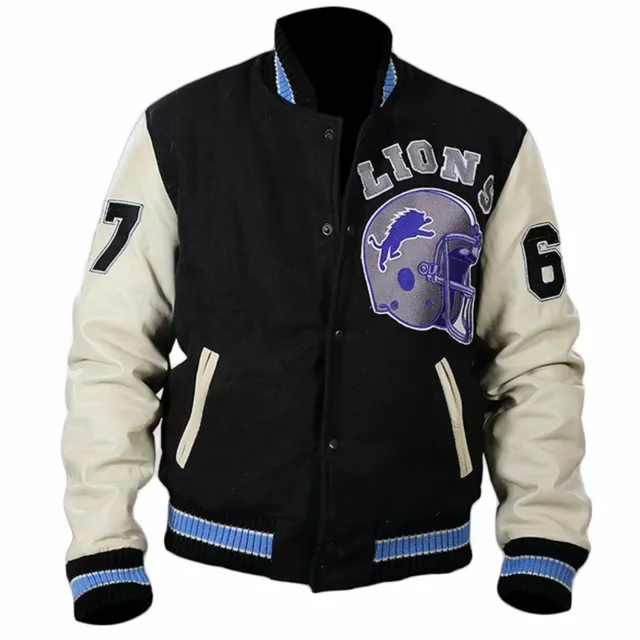 Beverly Hills Cop Detroit Lions Axel Foley Vintage Wool - Leather Sleeves Jacket