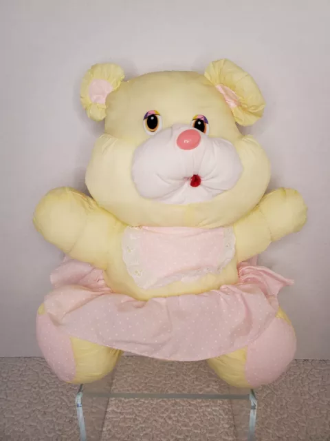 Vintage Yellow Bear With Pink Dress And Bib Puffalump