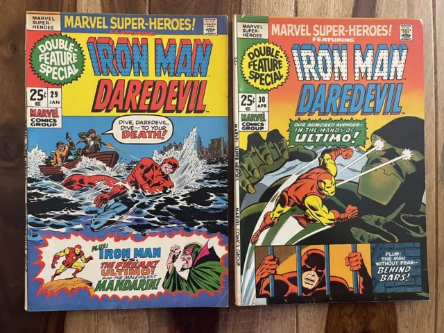 Marvel Super-Heroes #29-30-Two Book Set-Avengers-Daredevil-Iron Man-1St Ultimo