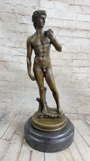 Signe Michelangelo David Bronze Sculpture Chair Mâle Deco Fonte Classique Œuvre