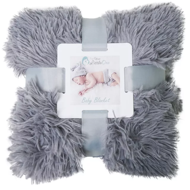 Neu Super Weiche Graue Kinderwagenbett Babyfleece Flauschiges Fell Warme Decke. Ideales Geschenk