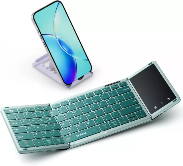Seenda Foldable Keyboard, Bluetooth Folding Keyboard with Touchpad, Full-Size Po