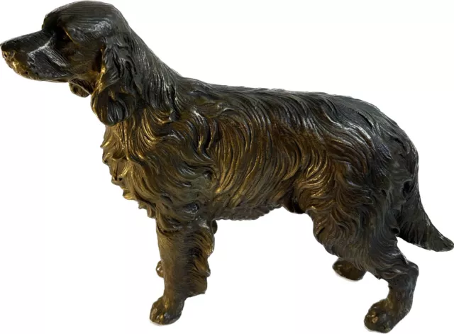 Vintage Cast Metal Labrador Setter Retriever Dog Decorative Figurine 6.5”x6.5”