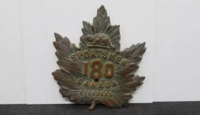 180th Overseas Battalion Toronto Sportsmen Cap Badge Missing Lugs & Holed AS IS