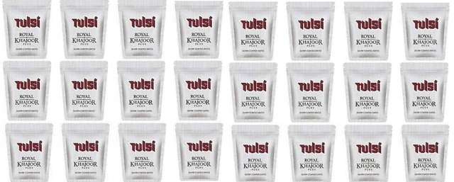 24 X 13g Tulsi Royal Dates Plus Silver Coated Date Souffle rafraîchissant à...