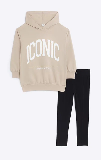 BNWT River island 13-14 years beige iconic hoody hoodie legging set girls outfit