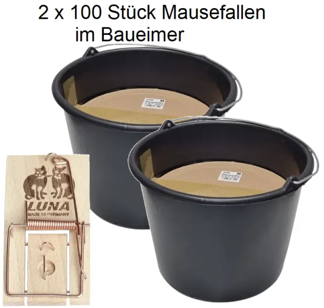 200 Stk. Mausefalle Luna Baueimer Schlagfalle Holz Tier Nager Mausefallen Mäuse