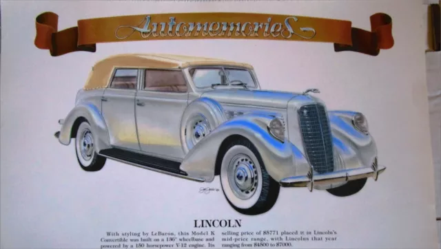 Lincoln LeBaron Convertible car print ( silver & white top)