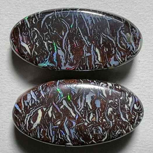 Lovely 14ct Natural Australian Solid Koroit Boulder Opal Pair * See Video Clips 3