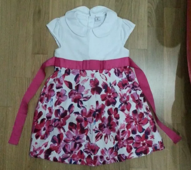 lotto 464b vestito abito bimba bambina NEWNESS bianco fucsia 6 anni