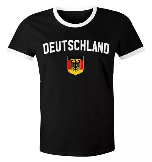 Klassisches Herren WM-Shirt Deutschland Flagge Retro Trikot-Look Fan-Shirt