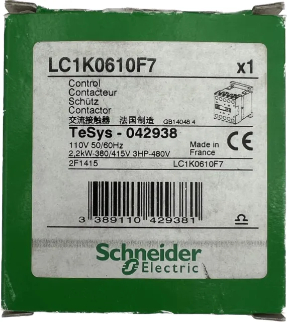 Contacteur 110V 50/60hz SCHNEIDER Electric LC1K0610F7