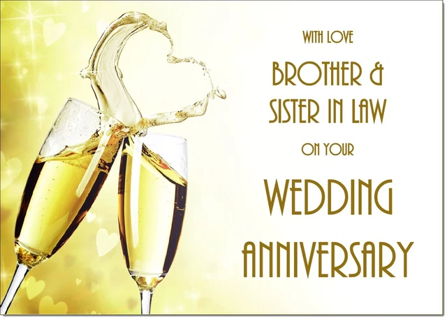 BROTHER & SISTER in Law Wedding Anniversary Card Champagne Bucket