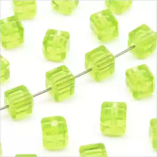 Lot de 20 Perles cubes à Facettes en Cristal 4mm Vert Chartreuse