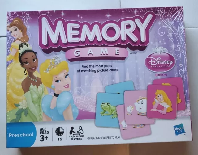 DISNEY PRINCESS MEMORY Game Hasbro Cinderella Belle Tiana Ariel Jasmin ...