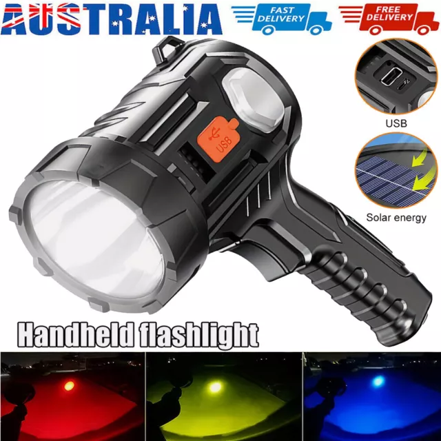 Handheld LED Spotlight Rechargeable Camping Hunting Flashlight Torch Spot Light