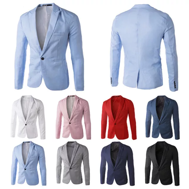 Hombre un Botón Blazer Ajustado Formal Negocios Traje Chaqueta Informal  <