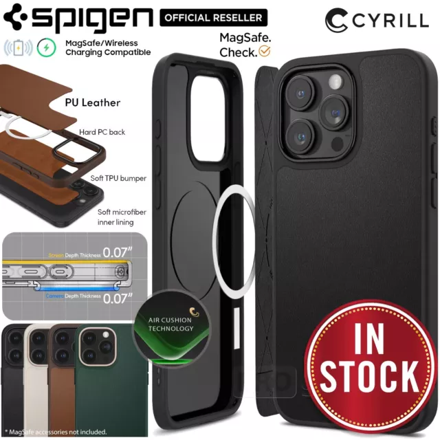 For iPhone 15 Pro/ Max Case SPIGEN CYRILL Kajuk MagSafe Compatible Leather Cover