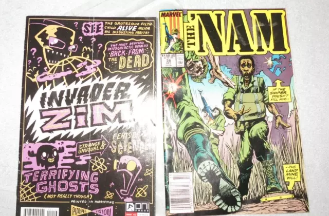 Lot Invader Zim 1 Oni Press 3Nd Print Variant Comic / The Nam #38 Marvel