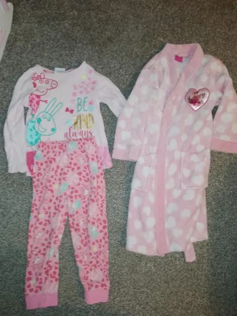 Girls Age 3-4 Dressing Gown And Pyjama Set
