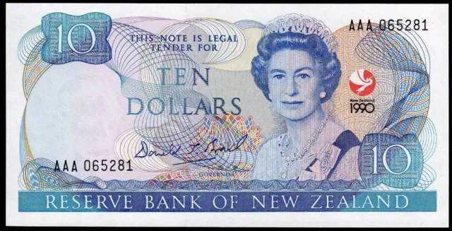 1990 New Zealand Ten Dollar Banknote - Treaty Of Waitangi Unc Aaa Prefix P176 Nz