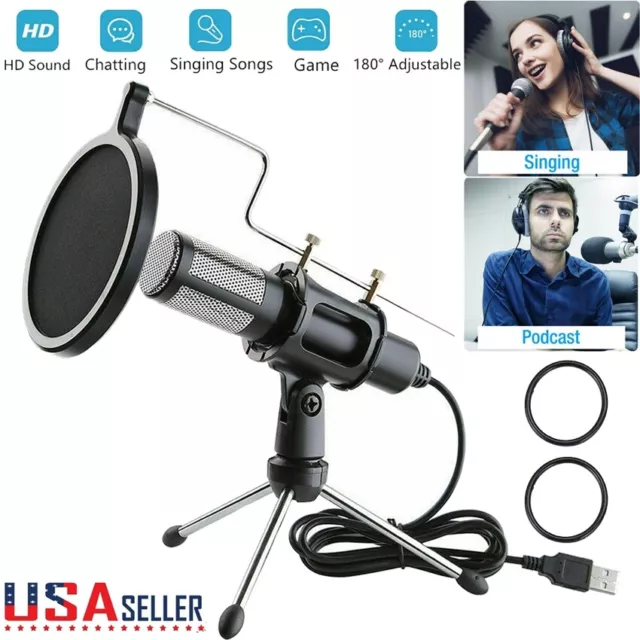 Microphone Mic Kit Broadcasting Singing Studio Recording Condenser For PC Laptop