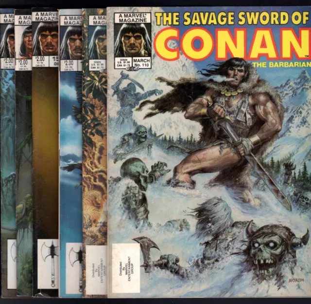 The Savage Sword Of Conan Lot of 12 Magazines - Avg VF - Various #110-197 Marvel