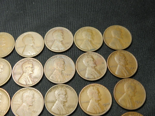 1909-1938 S  Lincoln Wheat Cent Penny roll lot 50 different coins old US Copper 4