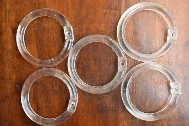 Lot 5 Antique CLEAR GLASS DRAPES CURTAIN RINGS TIE BACKS