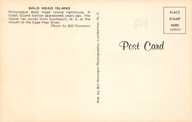 Bald Head Island NC Old Baldy Lighthouse Sedgely Abbey Plantation Postcard B61 2