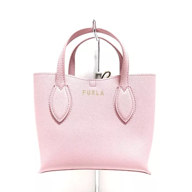 Auth FURLA - Light Pink Leather Tote Bag