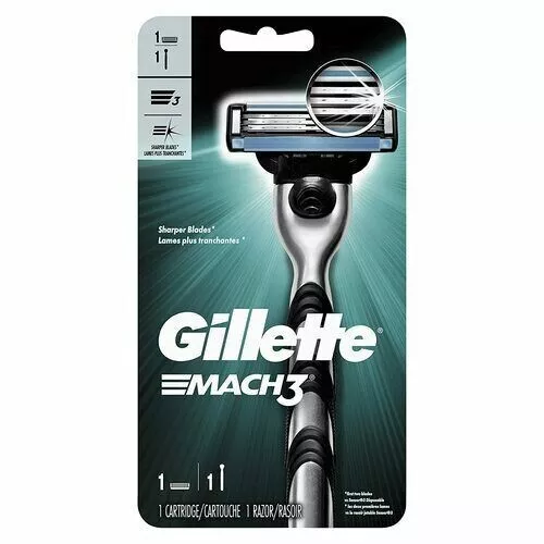 Gillette Mach 3 Razor Blade Handle + 1 Cartridge, Fits Mach3 and Turbo