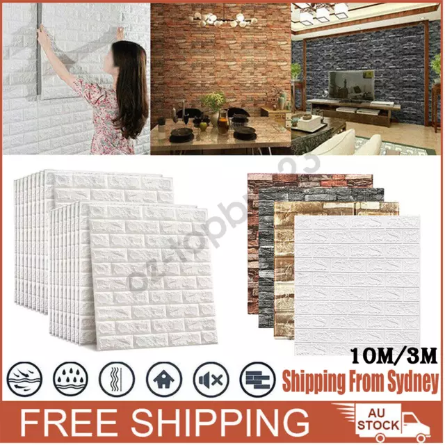10M Rustic Brick Wallpaper 3D Stone Textured Wall Self Adhesive Roll HomeDecor