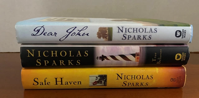 Lot of 3 Nicholas Sparks Hardcover Books ~ Dear John ~ True Believer ~Safe Haven