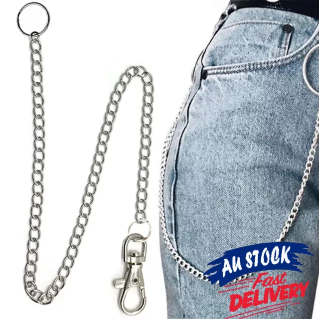 Silver hip hop Waist Chain Punk Style Keychain Wallet Jean Trucker Biker Metal