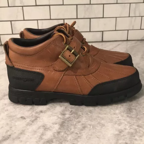 Ralph Lauren Polo Sport Shoes Womens Size 8.5B Tan Brown Leather Duck Boots