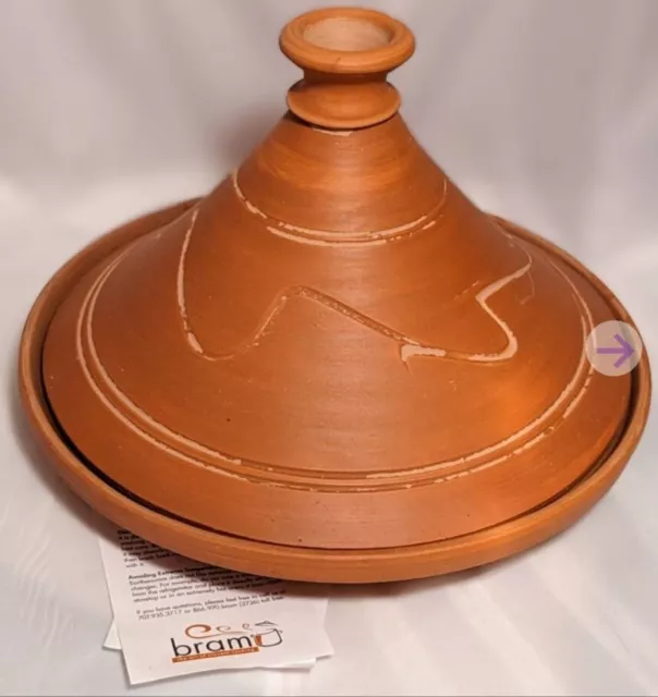Bram 1Qt Unglazed Tagine Cook Pot/Egyptian Earth Tajine -Terracotta Swirls 12.5” Bram 1Qt Unglazed Tagine Cook Pot/Egyptian Earth Tajine -Terracotta Swirls 12.5”