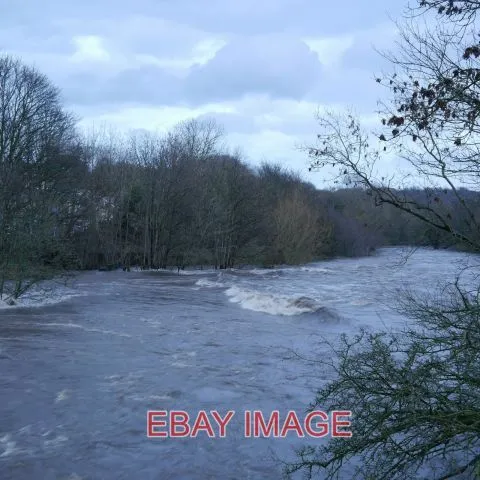 Photo  Extreme Flood On The River Aire From Newlay Bridge (1) A View Of The Weir