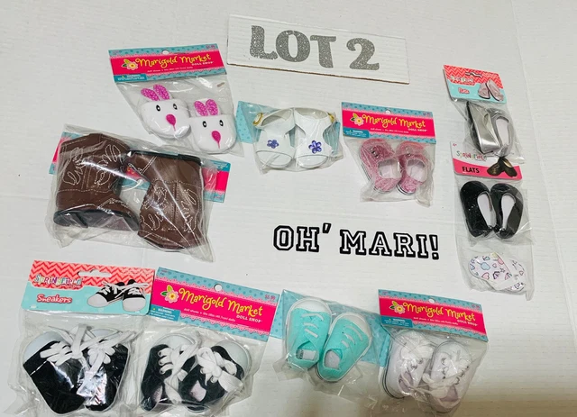 Lot of New 18inch Doll shoes Springfield Marigold Market 11 pair Lot of New 18inch Doll shoes Springfield Marigold Market 11 pair