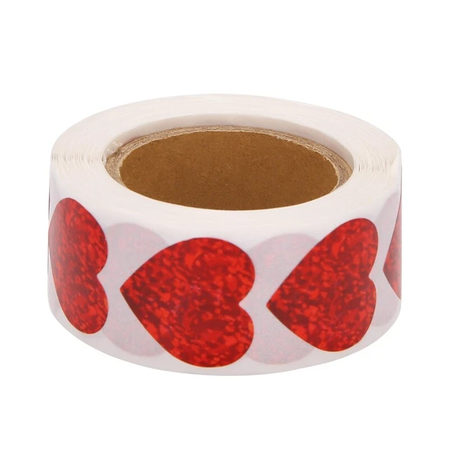 Valentinstag Glitter Aufkleber, Rote Aufkleber Rolle, Etiketten für Jubiläe S2X1