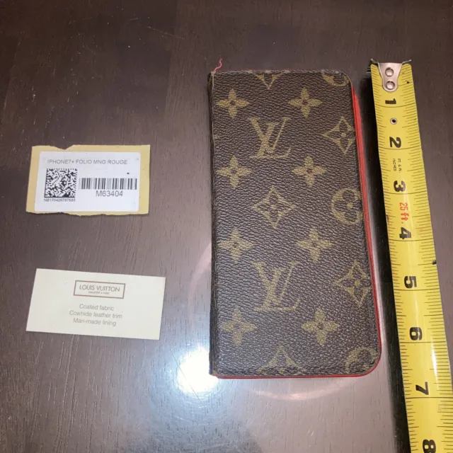 Authentic Louis Vuitton Monogram Folio IPhone 7 Plus Case Monogram ROUGE M63404