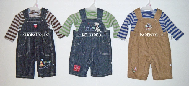 DISNEY OVERALLS SET - BOYS - CHOICE - INFANT SIZES 0-3 MOS or 3-6 MOS - NWT