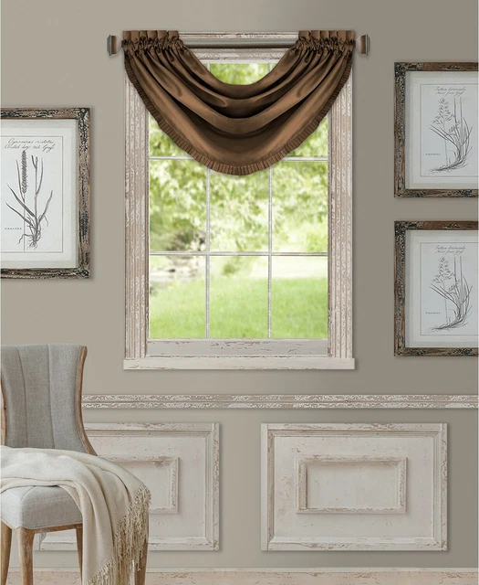 JUEGO DE 2 cenefas para ventana Elrene 52"" x 36"" habitación Versalles marrón oscuro L02006