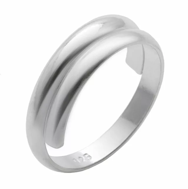 Toe Ring 925 Solid Sterling Silver Plain Adjustable Overlapping Band - Silverly