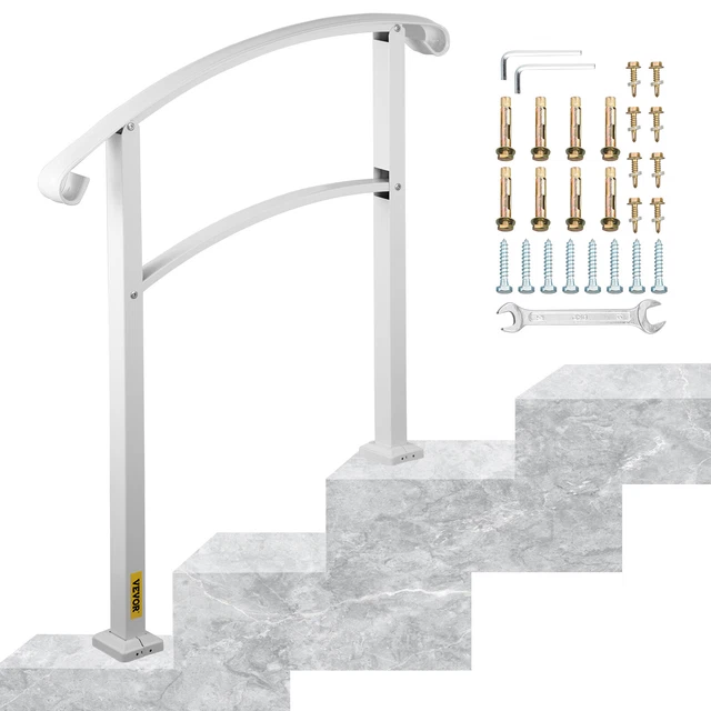 Rampe D'Escalier VEVOR Pour 3 Marches - Blanche Matte, Acier Inoxydable Antirouille, Neuf