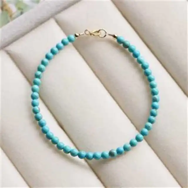 5 mm perles turquoise naturelles brassard bracelet chanceux chaîne bénédiction étalage coloré