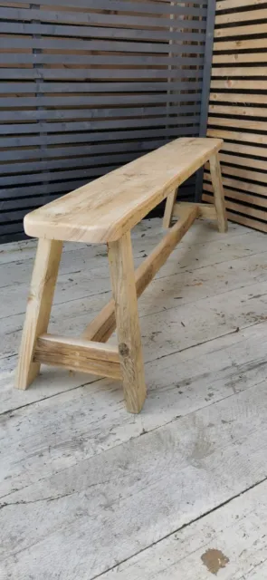 Milking bench Rustic Reclaimed 120 cm Solid Wooden pine Dining Bench 3