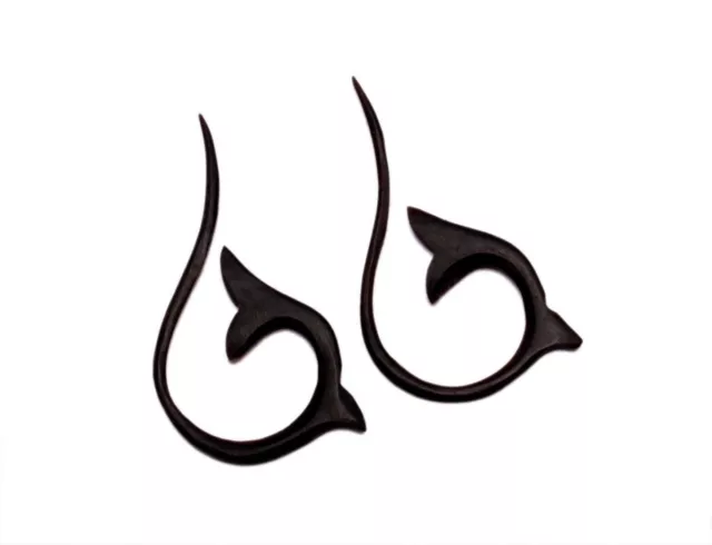 A Pair of Black Nepali Natural Wood USA Coconut Ebony Wooden Earrings EAR736